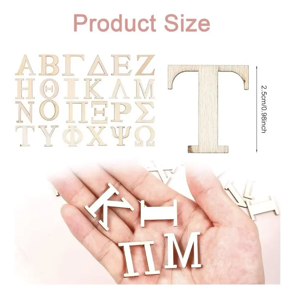 1 Inch 70 Pcs Wood Greek Letters, Unfinished Wooden Alphabet Letters for Sororit